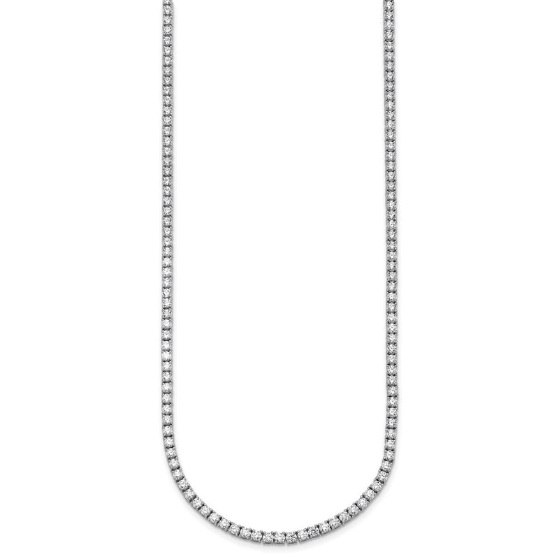 14K White Gold 9 Carat Lab Grown Diamond Vs+ F+ Complete Round 18 Inch Straight Tennis Necklace