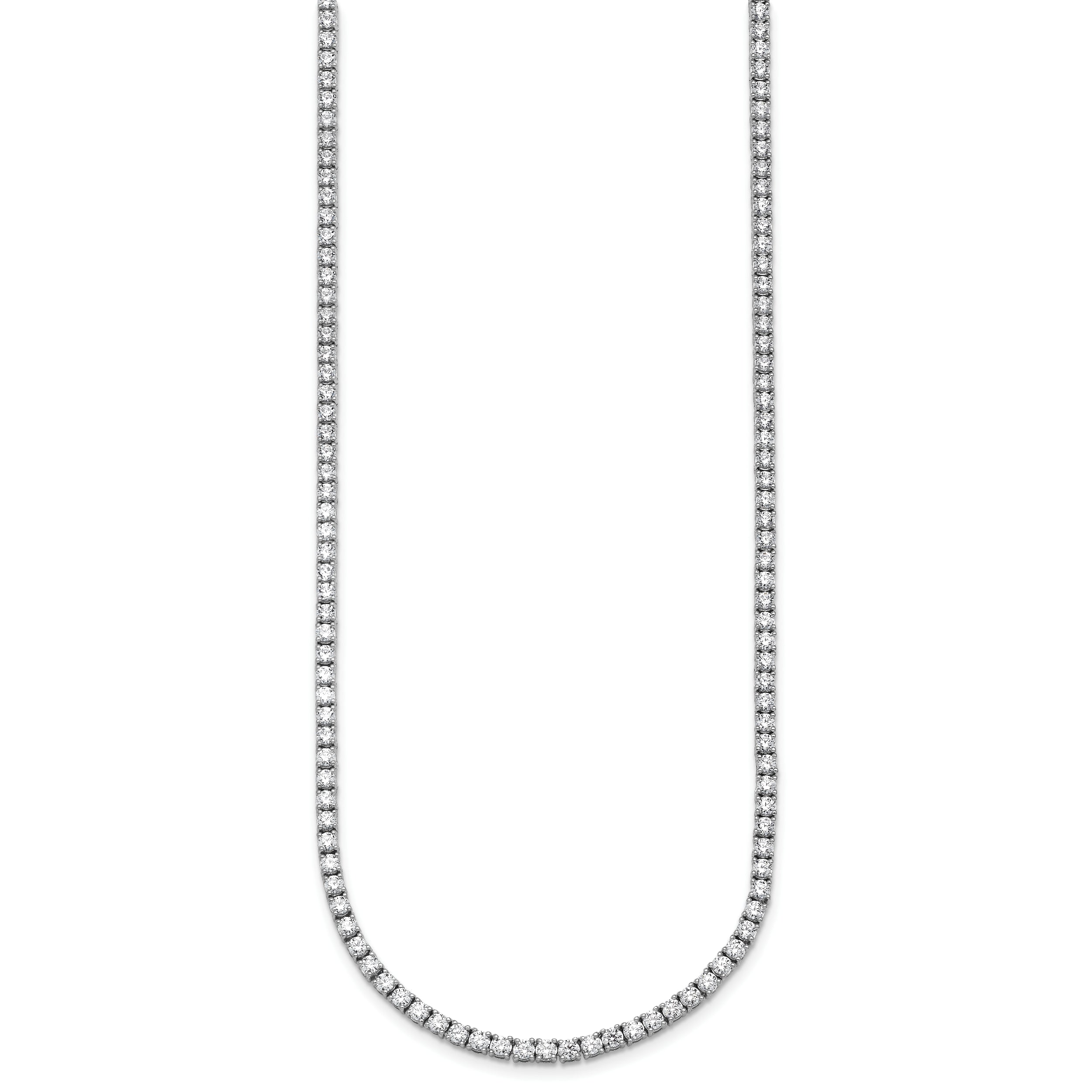 14K White Gold 10 Carat Lab Grown Diamond Vs+ F+ Complete Round 20 Inch Straight Tennis Necklace