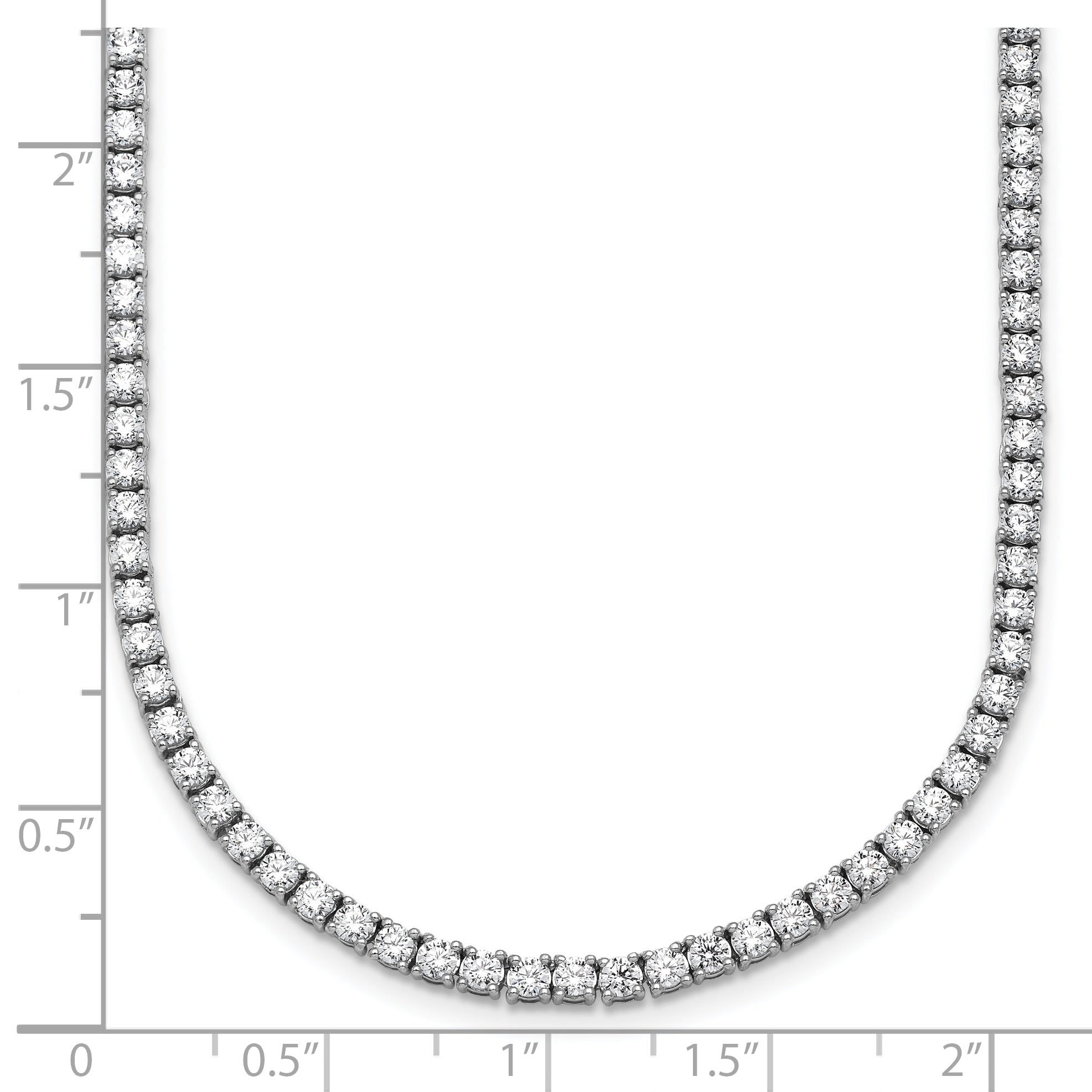 14K White Gold 10 Carat Lab Grown Diamond Vs+ F+ Complete Round 20 Inch Straight Tennis Necklace
