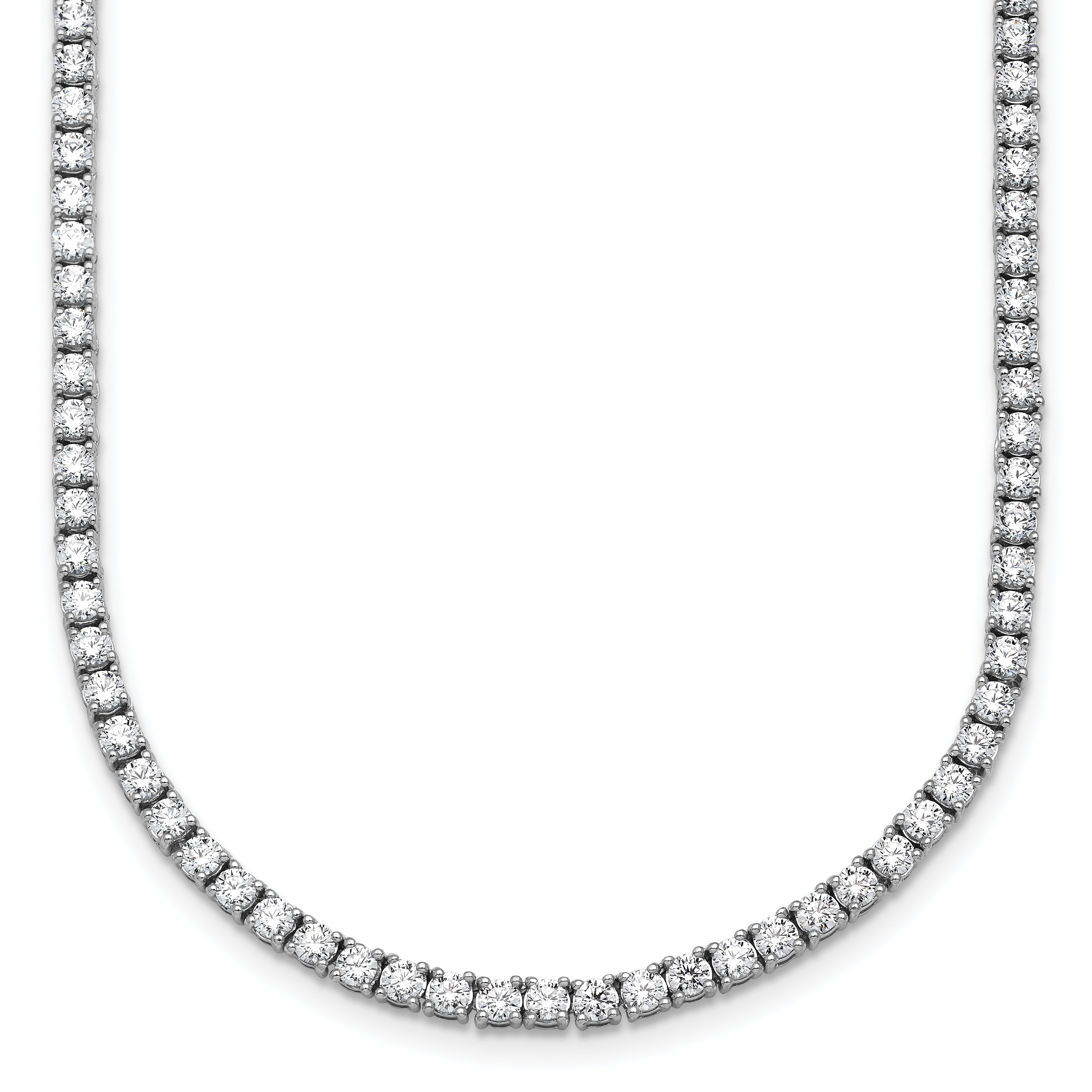 14K White Gold 10 Carat Lab Grown Diamond Vs+ F+ Complete Round 20 Inch Straight Tennis Necklace