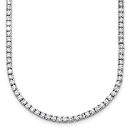 14K White Gold 10 Carat Lab Grown Diamond Vs+ F+ Complete Round 20 Inch Straight Tennis Necklace