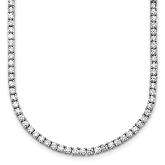 14K White Gold 10 Carat Lab Grown Diamond Vs+ F+ Complete Round 20 Inch Straight Tennis Necklace