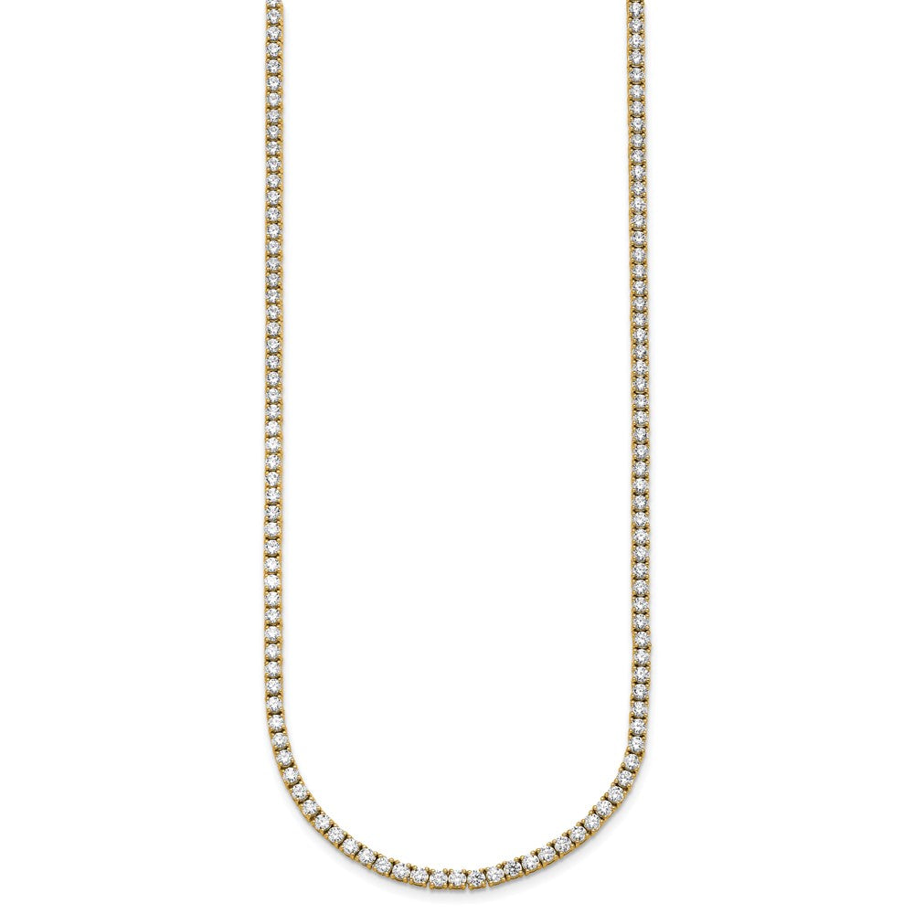14k Yellow Gold 9 Ct. Lab Grown Diamond VS/SI+ G+ Round 18 inch Straight Tennis Necklace