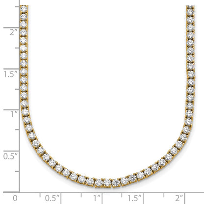 14k Yellow Gold 11 Ct. Lab Grown Diamond VS/SI+ G+ Round 22 inch Straight Tennis Necklace