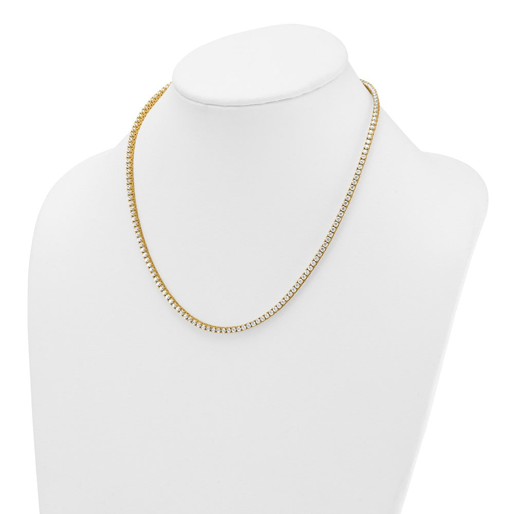14k Yellow Gold 9 Ct. Lab Grown Diamond VS/SI+ G+ Round 18 inch Straight Tennis Necklace