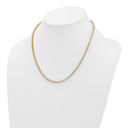 14k Yellow Gold 9 Ct. Lab Grown Diamond VS/SI+ G+ Round 18 inch Straight Tennis Necklace