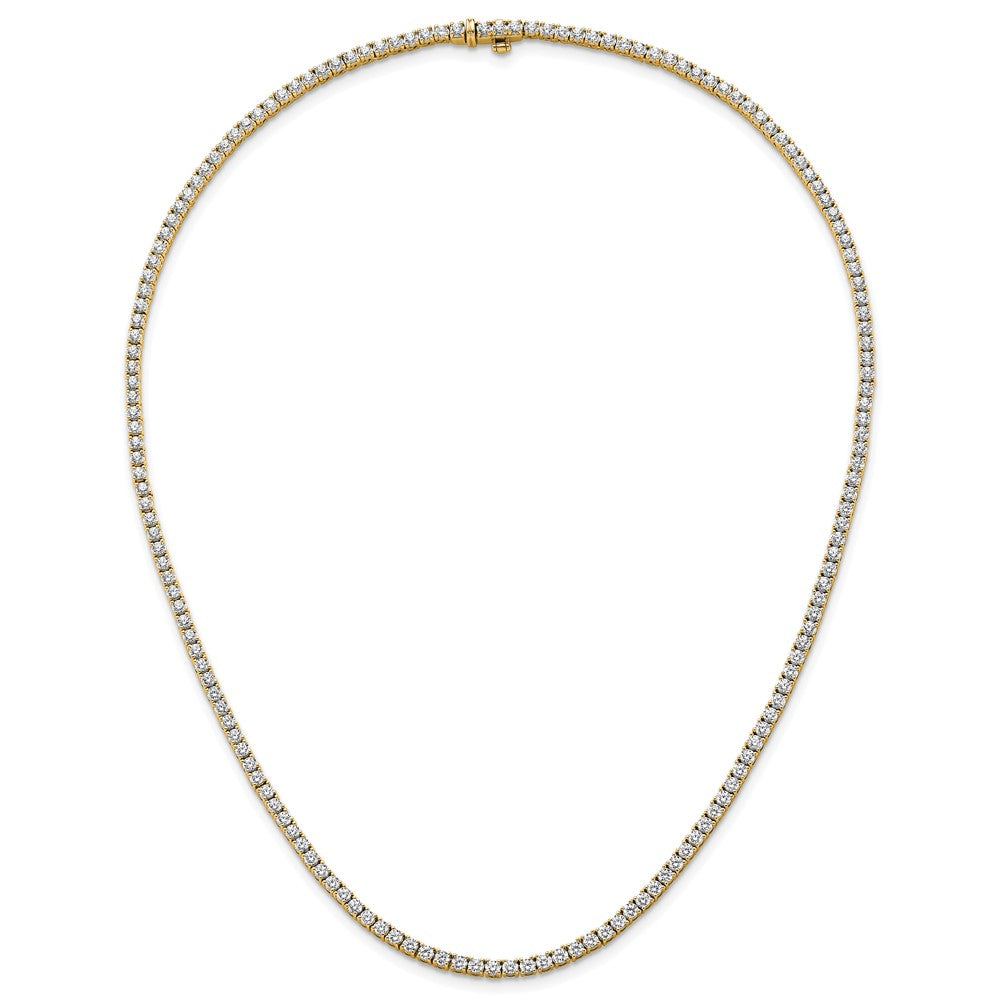 14k Yellow Gold 9 Ct. Lab Grown Diamond VS/SI+ G+ Round 18 inch Straight Tennis Necklace