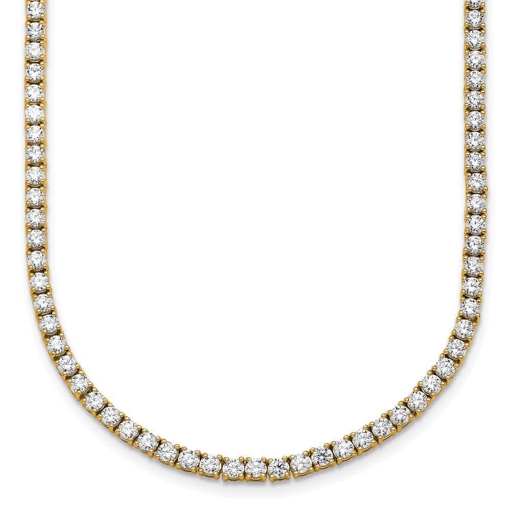 14k Yellow Gold 9 Ct. Lab Grown Diamond VS/SI+ G+ Round 18 inch Straight Tennis Necklace