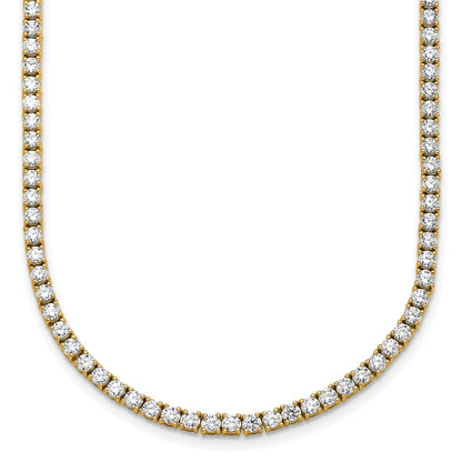 14k Yellow Gold 12 Ct. Lab Grown Diamond VS/SI+ G+ Round 24 inch Straight Tennis Necklace
