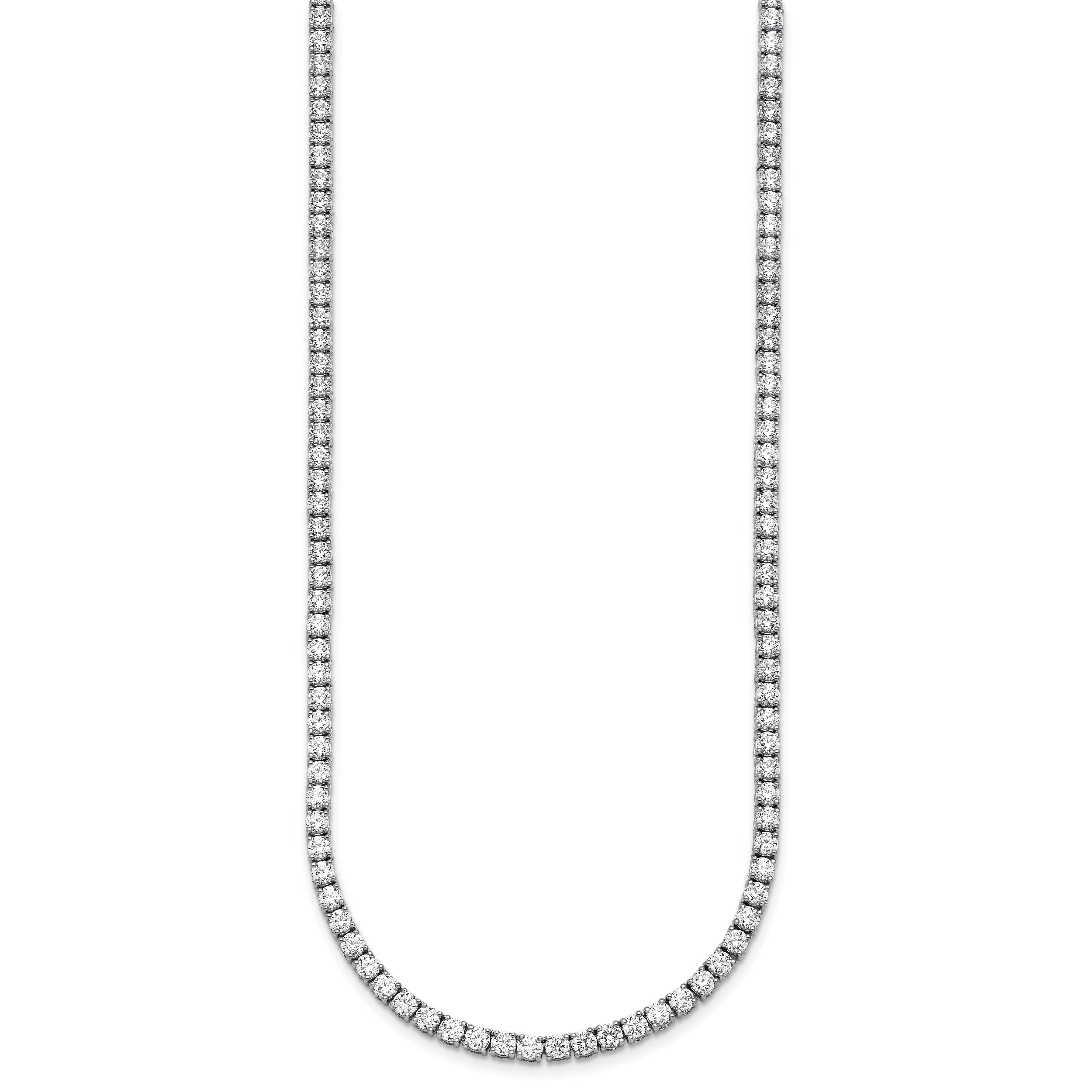 14K White Gold 16 1/2 Carat Lab Grown Diamond Vs+ F+ Complete Round 22 Inch Straight Tennis Necklace