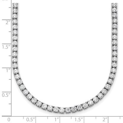 14K White Gold 13 1/2 Carat Lab Grown Diamond Vs+ F+ Complete Round 18 Inch Straight Tennis Necklace