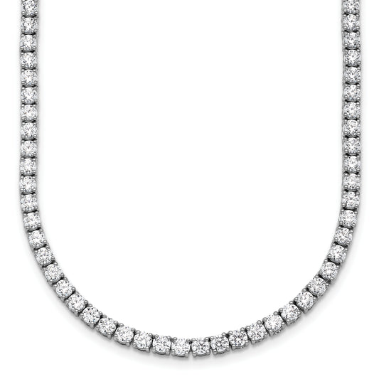 14K White Gold 15 Carat Lab Grown Diamond Vs+ F+ Complete Round 20 Inch Straight Tennis Necklace