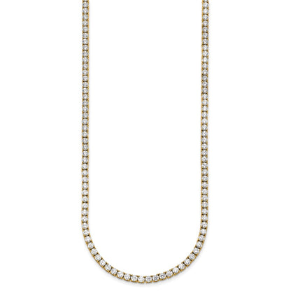 14k Yellow Gold 13 1/2 Ct. Lab Grown Diamond VS/SI+ G+ Round 18 inch Straight Tennis Necklace