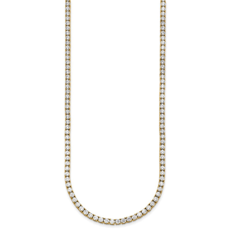 14k Yellow Gold 13 1/2 Ct. Lab Grown Diamond VS/SI+ G+ Round 18 inch Straight Tennis Necklace