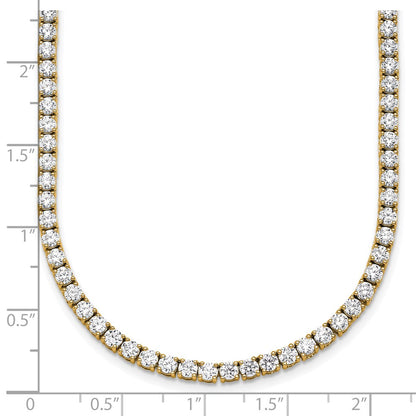 14K Yellow Gold 13 1/2 Carat Lab Grown Diamond Vs+ F+ Complete Round 18 Inch Straight Tennis Necklace