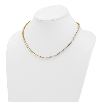 14k Yellow Gold 13 1/2 Ct. Lab Grown Diamond VS/SI+ G+ Round 18 inch Straight Tennis Necklace