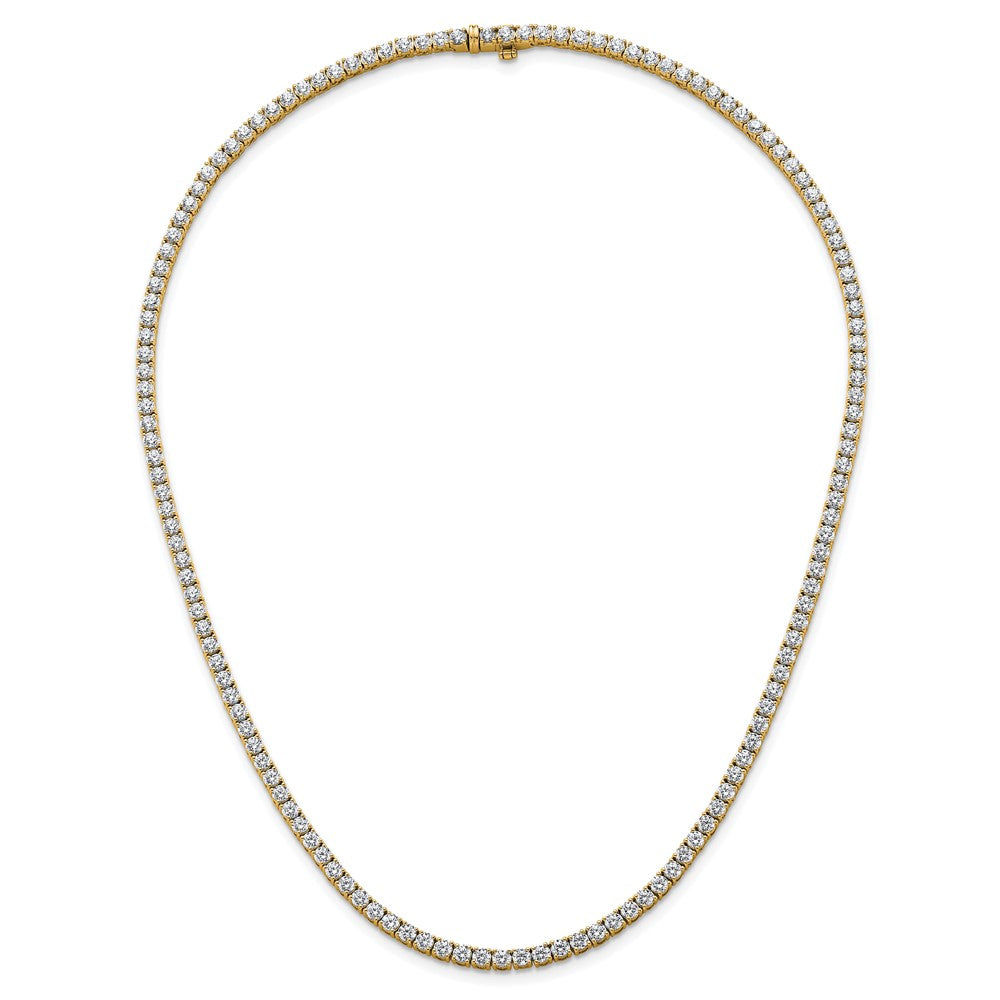 14k Yellow Gold 13 1/2 Ct. Lab Grown Diamond VS/SI+ G+ Round 18 inch Straight Tennis Necklace