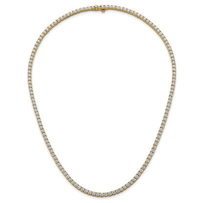 14k Yellow Gold 13 1/2 Ct. Lab Grown Diamond VS/SI+ G+ Round 18 inch Straight Tennis Necklace