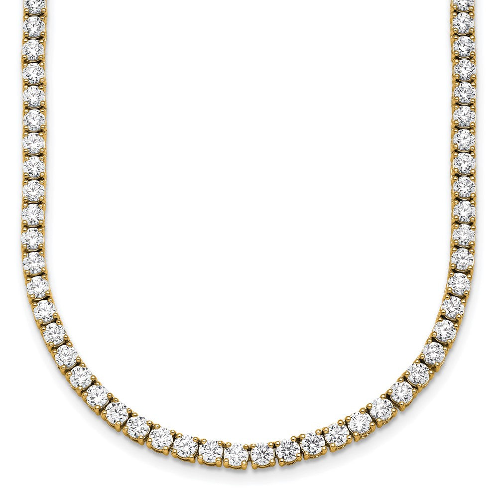 14k Yellow Gold 13 1/2 Ct. Lab Grown Diamond VS/SI+ G+ Round 18 inch Straight Tennis Necklace
