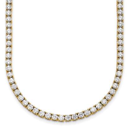 14k Yellow Gold 13 1/2 Ct. Lab Grown Diamond VS/SI+ G+ Round 18 inch Straight Tennis Necklace