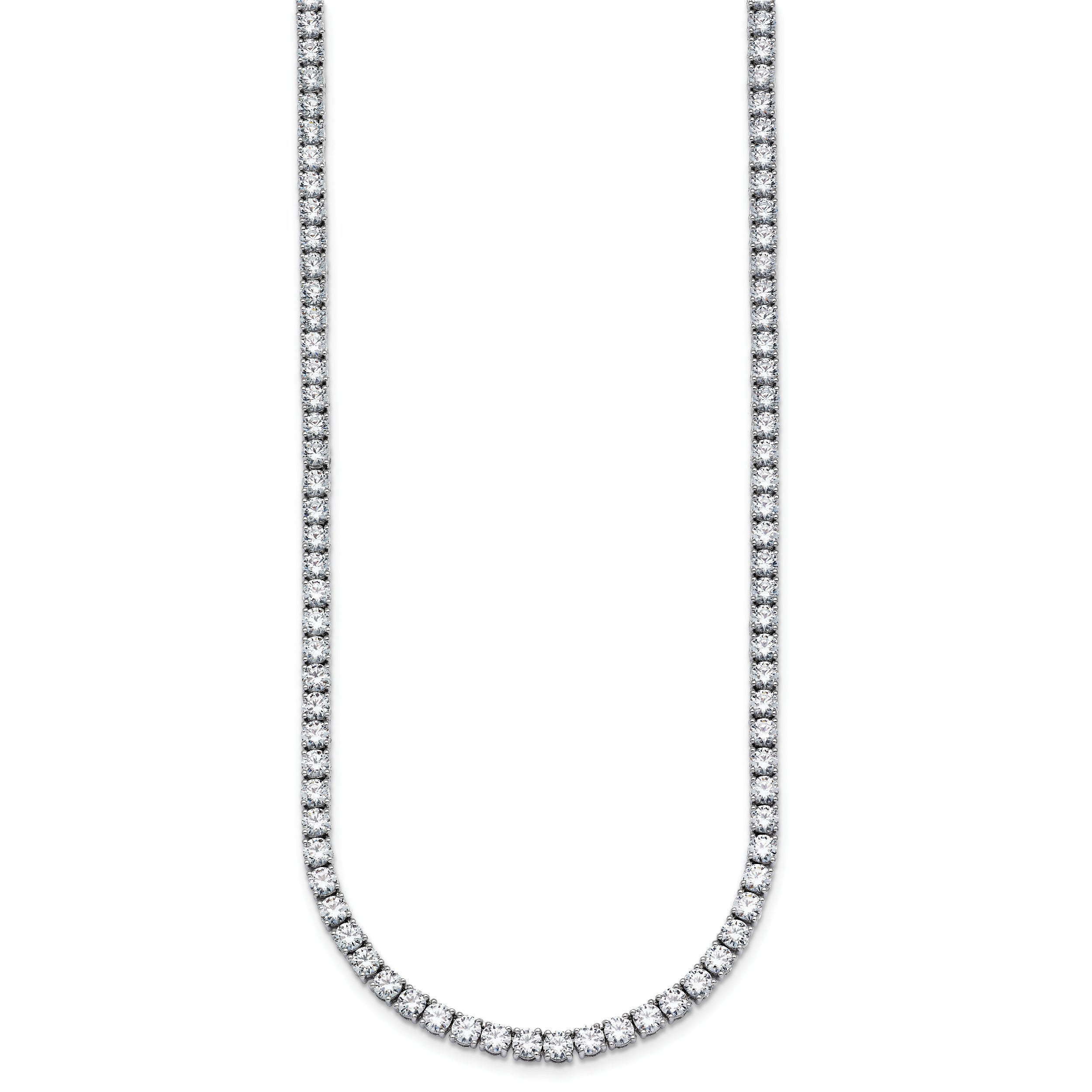 14K White Gold 18 Carat Lab Grown Diamond Vs+ F+ Complete Round Inch Straight Tennis Necklace