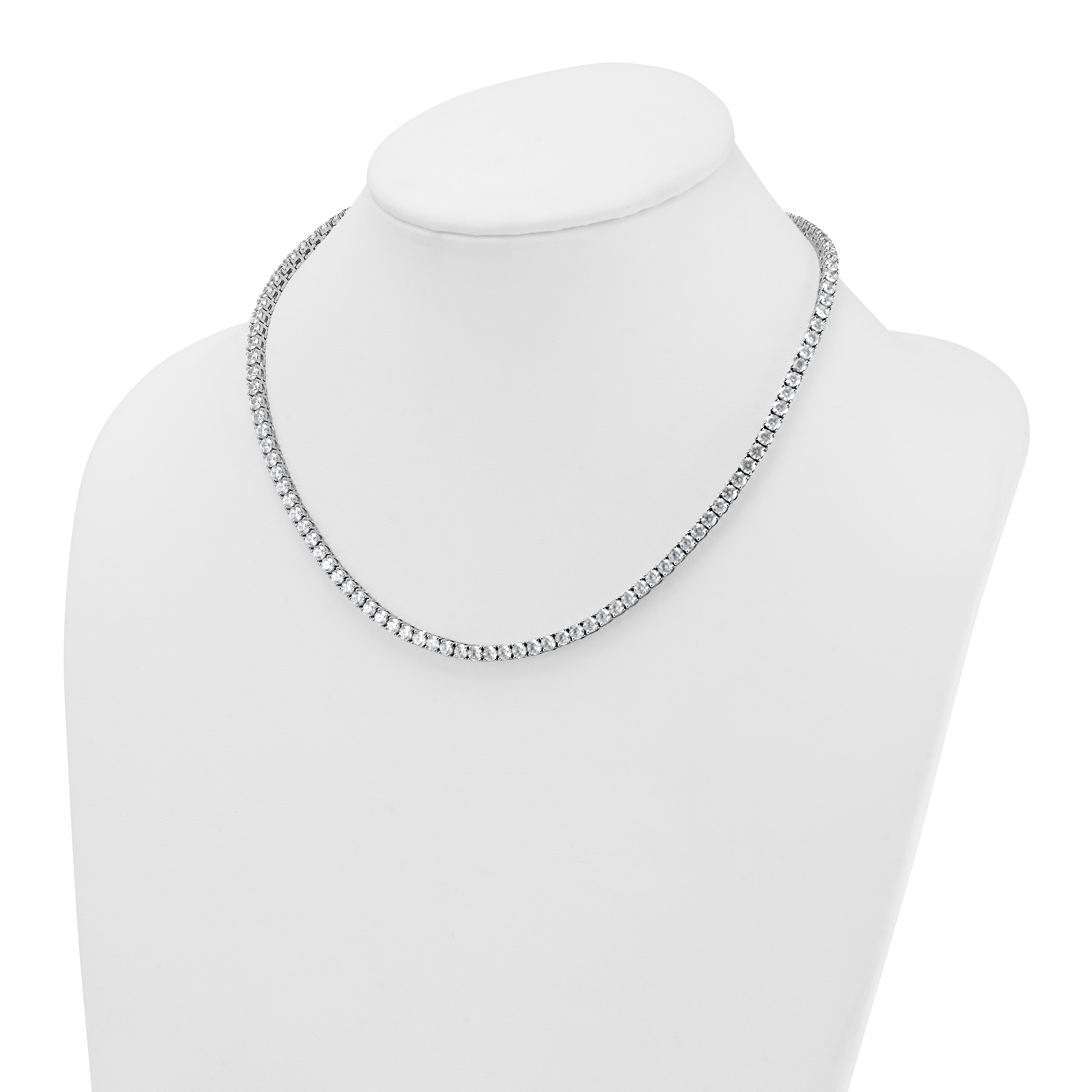14K White Gold 18 Carat Lab Grown Diamond Vs+ F+ Complete Round Inch Straight Tennis Necklace