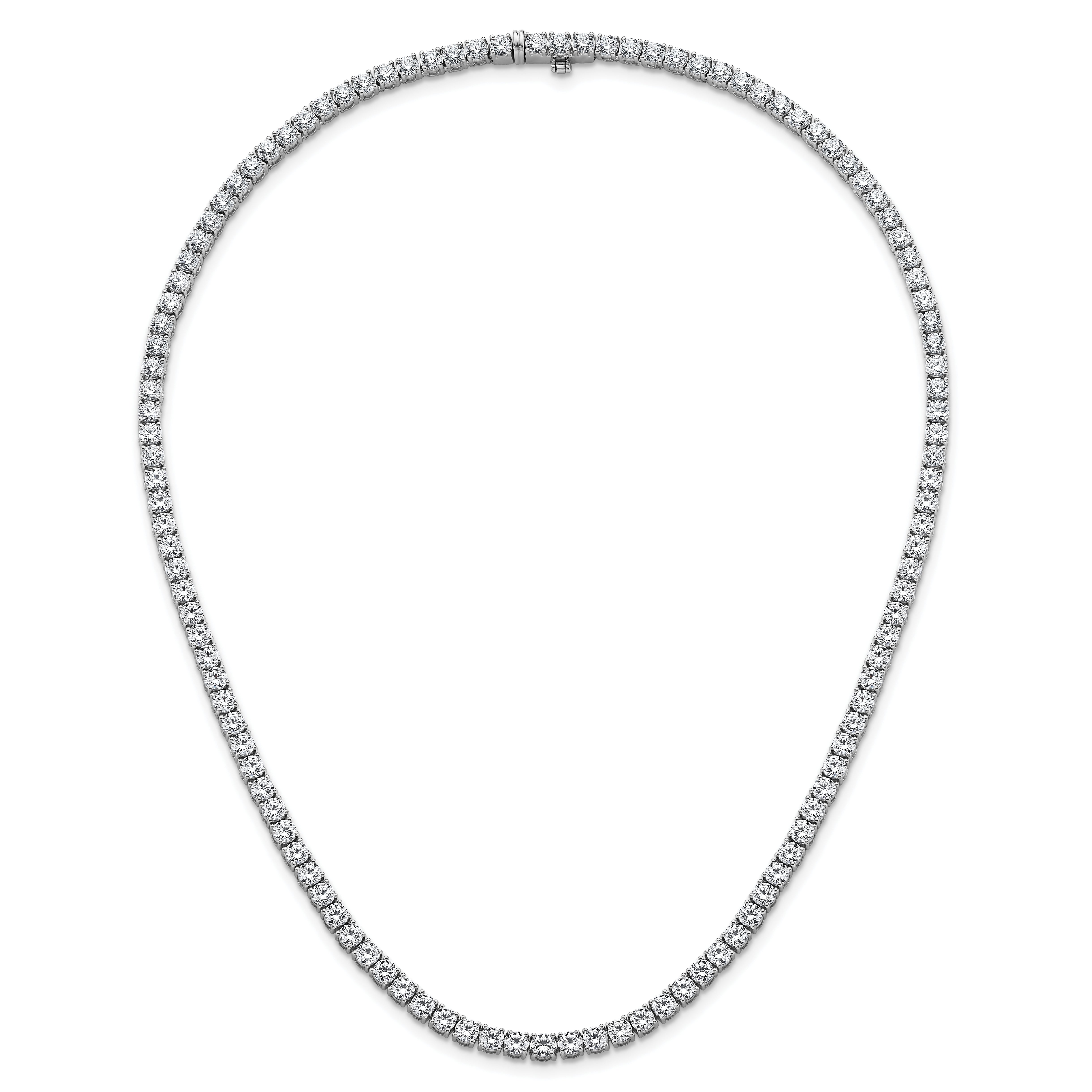 14K White Gold 18 Carat Lab Grown Diamond Vs+ F+ Complete Round Inch Straight Tennis Necklace