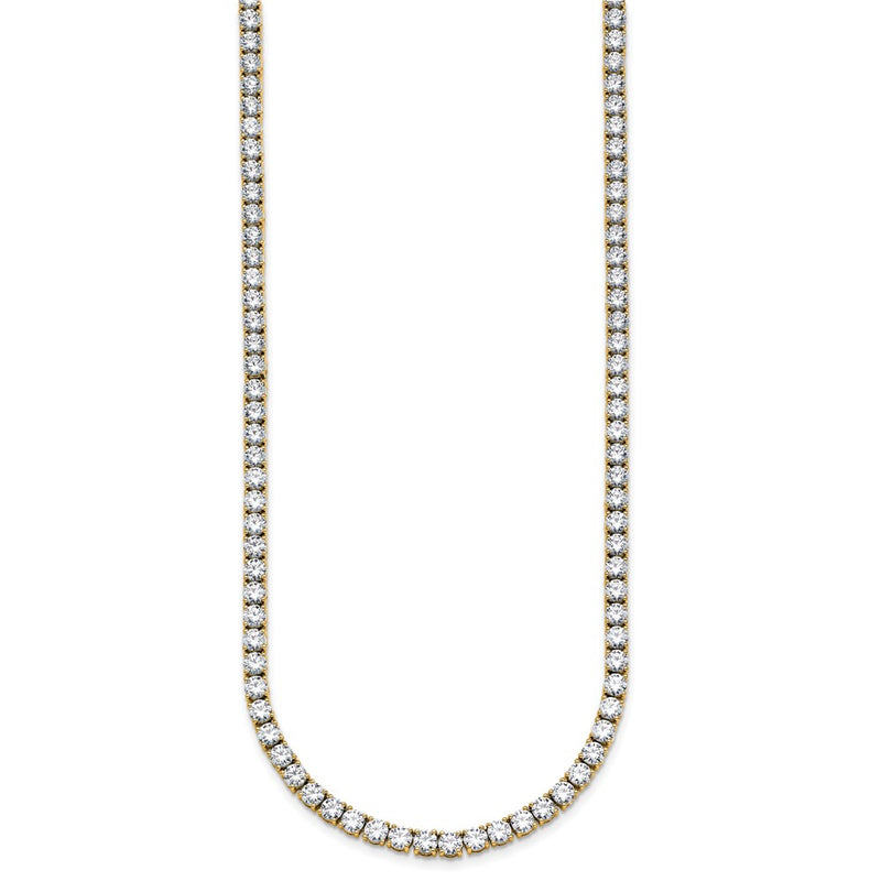 14k Yellow Gold 18 Ct. Lab Grown Diamond VS/SI+ G+ Round 18 inch Straight Tennis Necklace