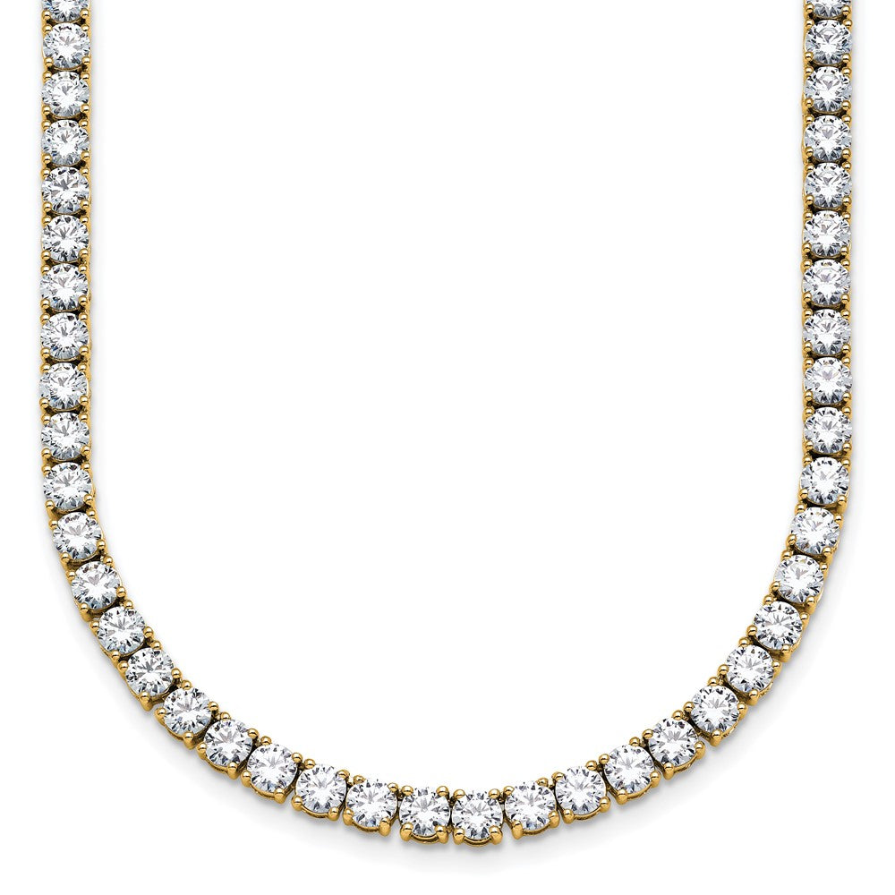 14k Yellow Gold 18 Ct. Lab Grown Diamond VS/SI+ G+ Round 18 inch Straight Tennis Necklace