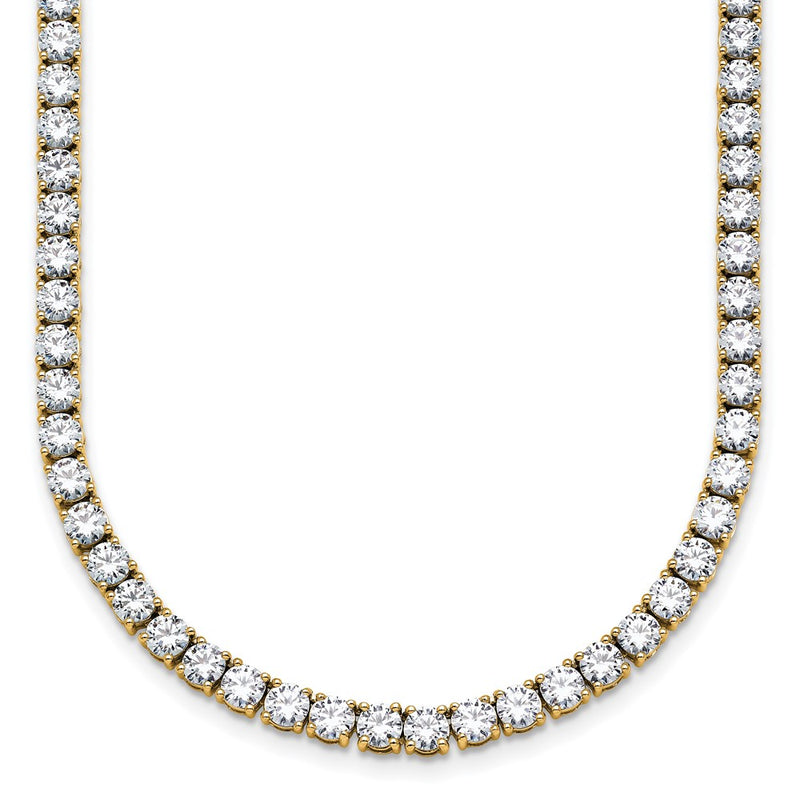 14k Yellow Gold 18 Ct. Lab Grown Diamond VS/SI+ G+ Round 18 inch Straight Tennis Necklace