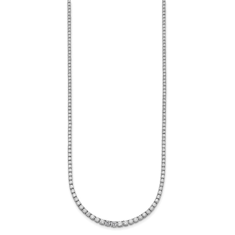14K White Gold 5 3/8 Carat Lab Grown Diamond Vs+ F+ Complete Round 18 Inch Graduated Tennis Necklace