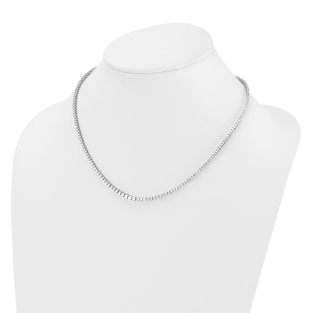 14K White Gold 5 3/8 Carat Lab Grown Diamond Vs+ F+ Complete Round 18 Inch Graduated Tennis Necklace