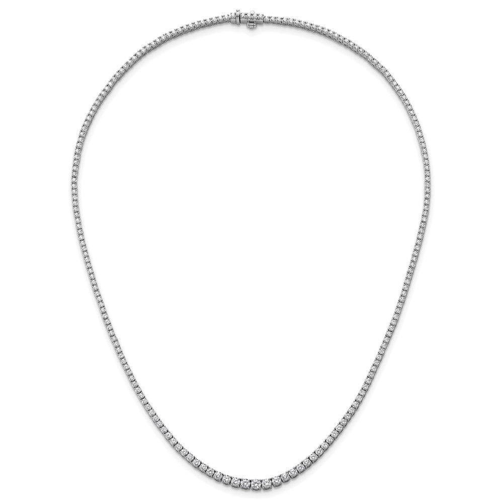 14K White Gold 5 3/8 Carat Lab Grown Diamond Vs+ F+ Complete Round 18 Inch Graduated Tennis Necklace