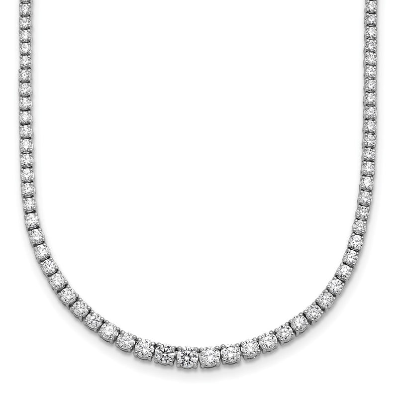 14K White Gold 5 3/8 Carat Lab Grown Diamond Vs+ F+ Complete Round 18 Inch Graduated Tennis Necklace