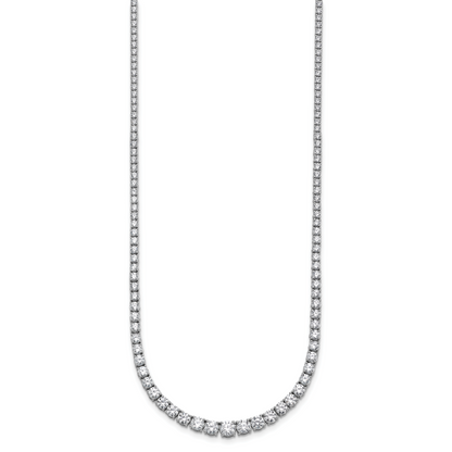 14K White Gold 9 7/8 Carat Lab Grown Diamond Vs+ F+ Complete Round 18 Inch Graduated Tennis Necklace