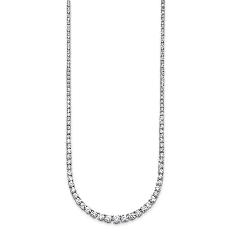 14k White Gold 9 7/8 Ct. Lab Grown Diamond VS/SI+ G+ 18 inch Graduated Tennis Necklace