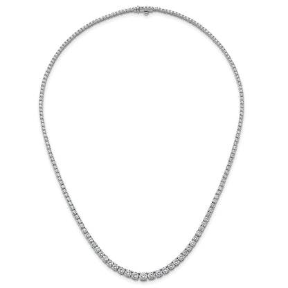 14K White Gold 9 7/8 Carat Lab Grown Diamond Vs+ F+ Complete Round 18 Inch Graduated Tennis Necklace