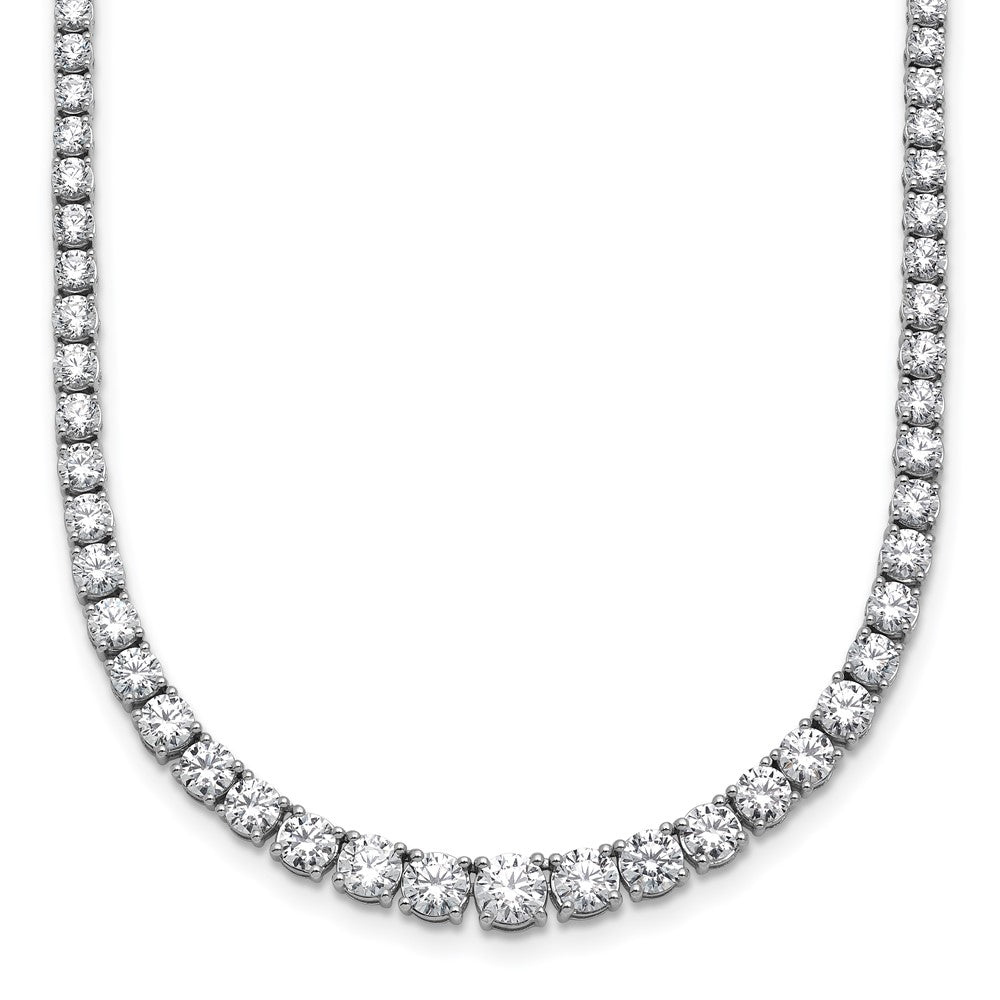 14k White Gold 9 7/8 Ct. Lab Grown Diamond VS/SI+ G+ 18 inch Graduated Tennis Necklace
