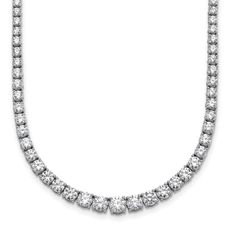 14k White Gold 9 7/8 Ct. Lab Grown Diamond VS/SI+ G+ 18 inch Graduated Tennis Necklace