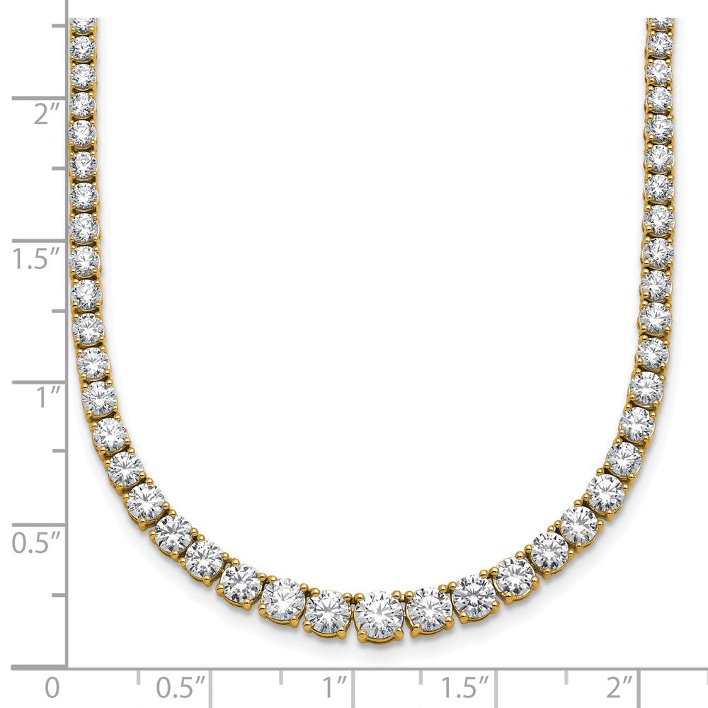 14k Yellow Gold 9 7/8 Ct. Lab Grown Diamond VS/SI+ G+ 18 inch Graduated Tennis Necklace