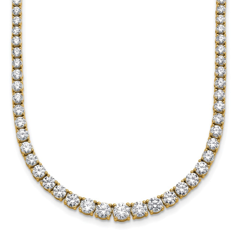 14k Yellow Gold 9 7/8 Ct. Lab Grown Diamond VS/SI+ G+ 18 inch Graduated Tennis Necklace