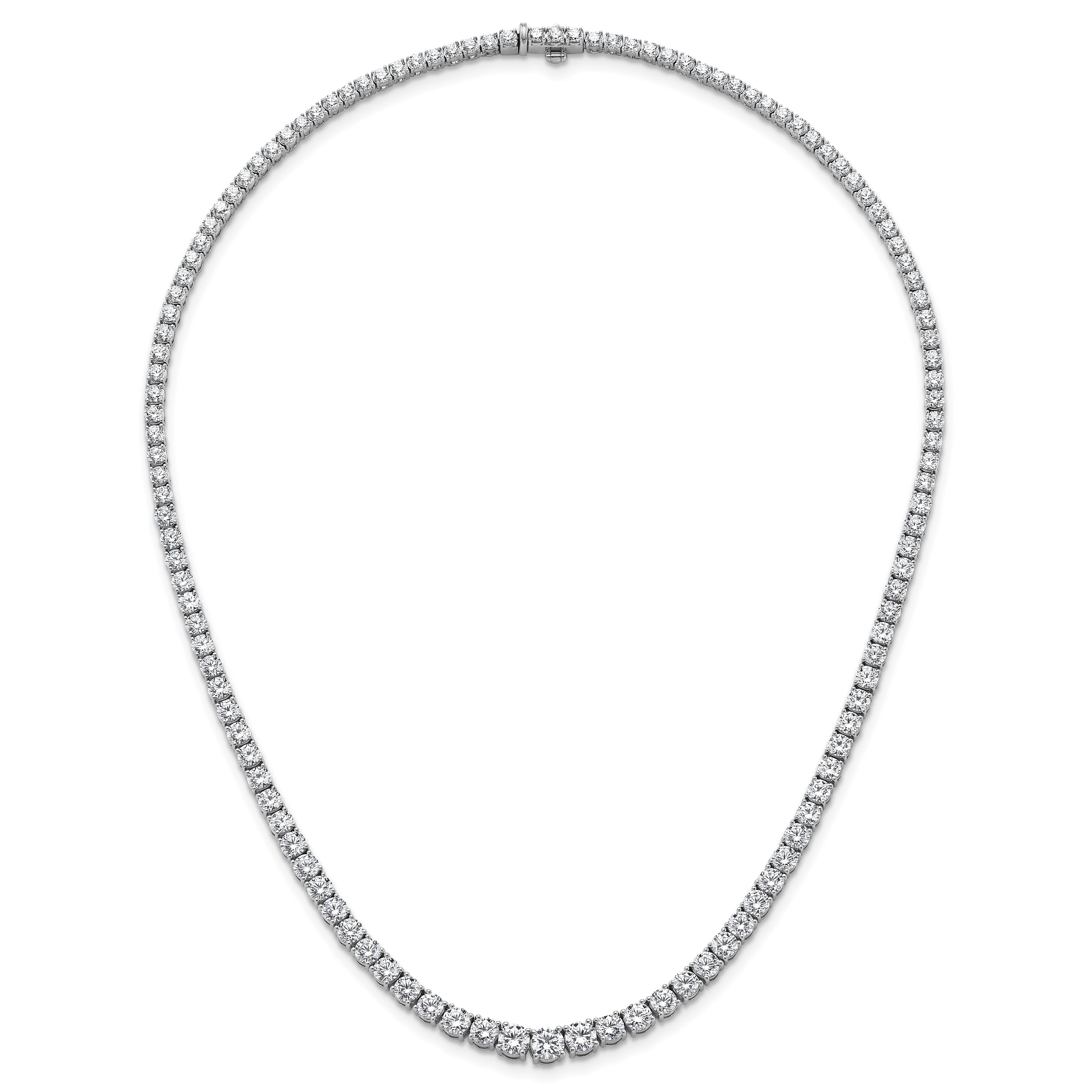 14K White Gold 18 7/8 Carat Lab Grown Diamond Vs+ F+ Complete Round Inch Graduated Tennis Necklace