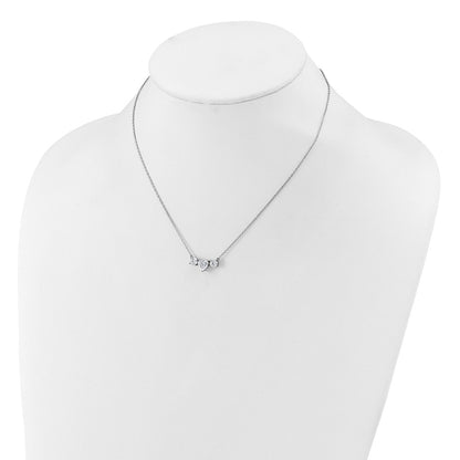 14k White Gold 1 3/8 Ct. Lab Grown Diamond VS/SI+ G+ 16 inch Three Stone Heart Center Necklace
