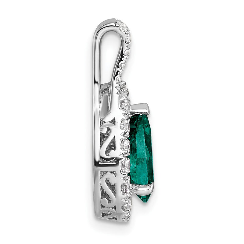 14k White Gold 14KW Lab Grown VS/SI FGH Diamond and Created Alexandrite Pear Pendant