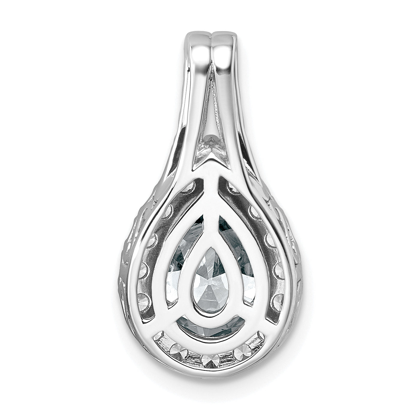 14k White Gold 14KW Lab Grown VS/SI FGH Diamond and Created White Sapphire Pear Pendant