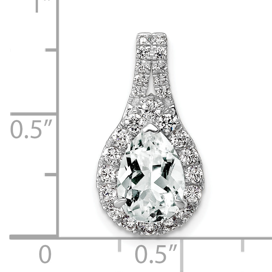 14k White Gold 14KW Lab Grown VS/SI FGH Diamond and Created White Sapphire Pear Pendant
