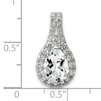 14k White Gold 14KW Lab Grown VS/SI FGH Diamond and Created White Sapphire Pear Pendant