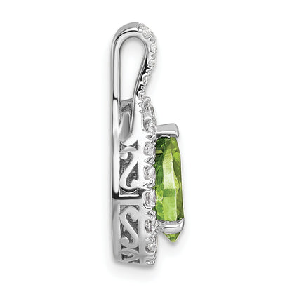 14k White Gold 14KW Lab Grown VS/SI FGH Diamond and Peridot Pear Pendant