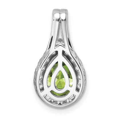 14k White Gold 14KW Lab Grown VS/SI FGH Diamond and Peridot Pear Pendant