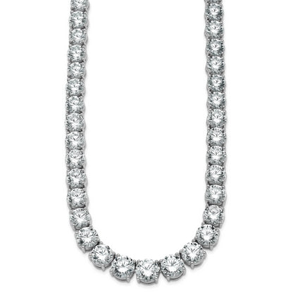 14K White Gold 100 3/4 Carat Lab Grown Diamond Vs+ F+ Complete Round 20 Inch Graduated Tennis Necklace